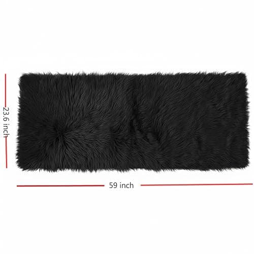 Faux Fur Fluffy Crafts Fabric 23.6x59 inch Black, Long Pile Shaggy Fur Fabric for Costume, Halloween Decoration, Home Sewing, Craft Arts Supply, Upholstery, Christmas Plush Furry Material thumbnail 2