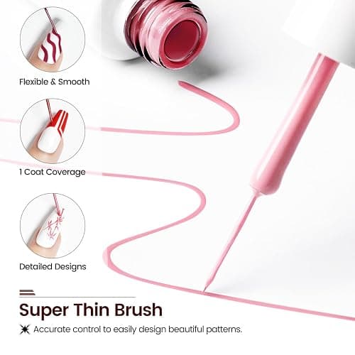JODSONE 10pcs Nail Art Gel Liner Set,3D Nail Art Pens Effect for Fine Lines,Thin Brush Detail Polish,DIY Painted Nails at Home Salon,Liner Gel Nail Polish Valentine's Gift for Girls & Women thumbnail 6