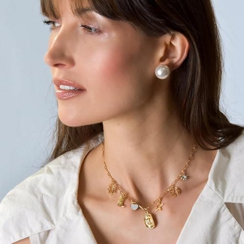 Humble Chic NY Gold Charm Necklace for Women - Paperclip Chain Necklace with Trendy Charms, Chunky Statement Necklace thumbnail 7