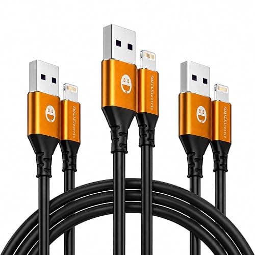 SMALLElectric 3 Pack MFi iPhone Charger 10ft Extra Long Lightning Cable | MFi Certified 10ft Extra Long Lightning Cable, Reinforced Cord for iPhone 14-6/SE, iPad, AirPods, Bed/Sofa - Image 1