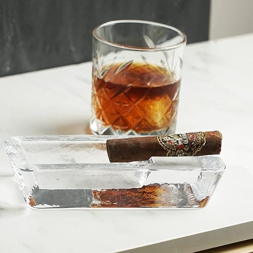 The Buybox Cigar Ashtray Big Ashtrays for Cigarettes Outdoors Large Heavy Glass for Patio/Outdoors/Cigars Ash Tray Large Giant Luxury Premium Cigarette Ashtrays for Outdoor Party Restaurant & Pool thumbnail 7