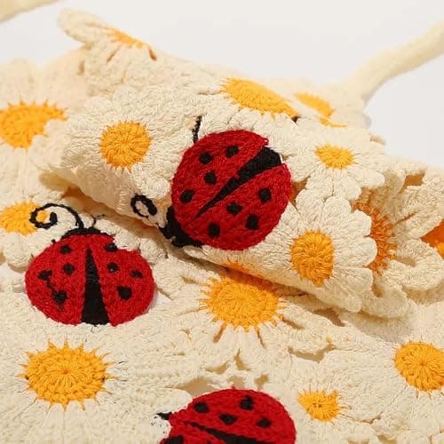 NOIAFZY 1Pcs Fashion Adorable Ladybug Crochet Headband Triangle Knit Hair Scarf Stylish for Women Accessory Pastoral Chic Style thumbnail 5