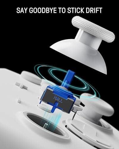 FUNLAB Switch Pro Controller Wireless Compatible with Nintendo Switch2/OLED/Lite, Firefly Bluetooth Remote Gamepad with Hall Effect Joysticks/RGB 7 LED Colors/Paddle/Turbo/Motion Control - White thumbnail 3