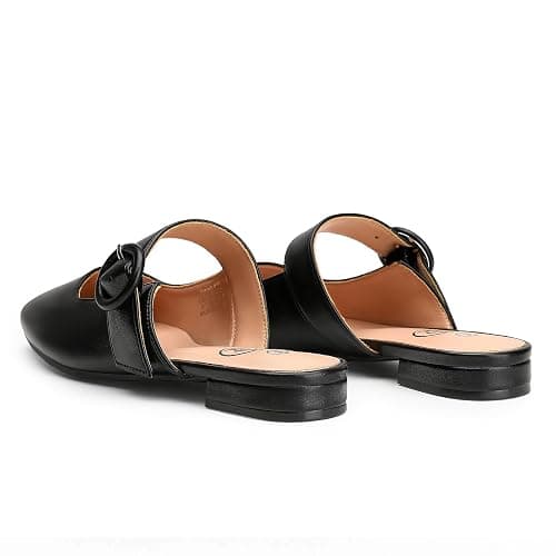 Trary Mules for Woman Mary Jane Flat Shoes Slip on Comfortable Backless Loafers Flats Square Toe Office Casual Vintage thumbnail 4