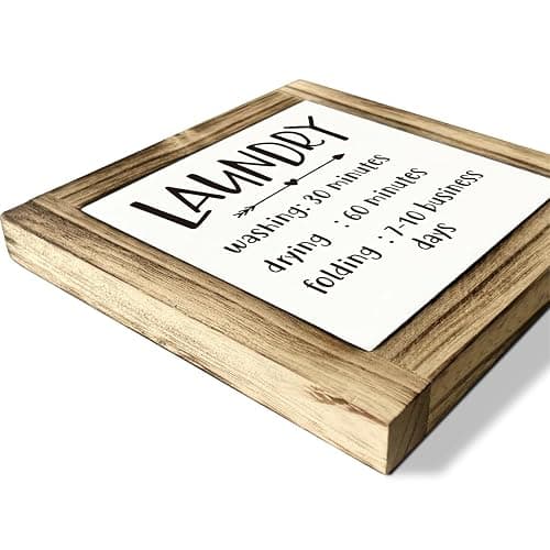 Laundry Decor, Laundry List Sign Decor, Laundry - Washing - Drying - Folding, Box Sign Wood Desk Sign Decor, Funny Laundry Room Decor, Farmhouse Decor for Laundry Room, Kitchen Decor thumbnail 4