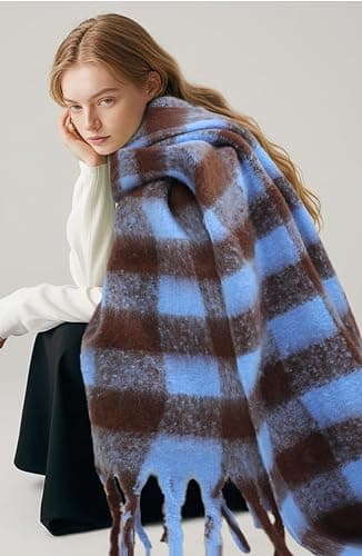 Passionbility Women's Winter Scarfs for Women, Mohair Vintage Scarf Large Chunky Scarf Cashmere Feel Blanket Wrap thumbnail 9
