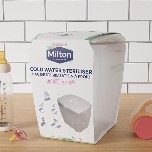 Milton Cold Water Steriliser, Kills 99% of Germs, Sterilises in 15 minutes, Fits up to 6 Standard Baby Bottles, Used by Healthcare professionals, White thumbnail 2