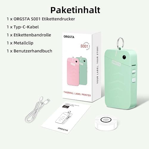 ORGSTA S001 Etikettendrucker Selbstklebend Etikettiergerät Bluetooth 2000 mAh Etikettiermaschinen Beschriftungsgerät Ettikettiergeraet Label Printer Sticker Maker Weihnachten thumbnail 7