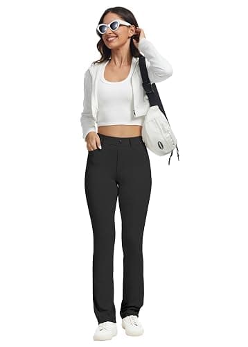 VIMPEP Women’s Stretchy Yoga Dress Pants High Rise Straight Leg with Pockets Casual Petite/Regular 1202 thumbnail 5