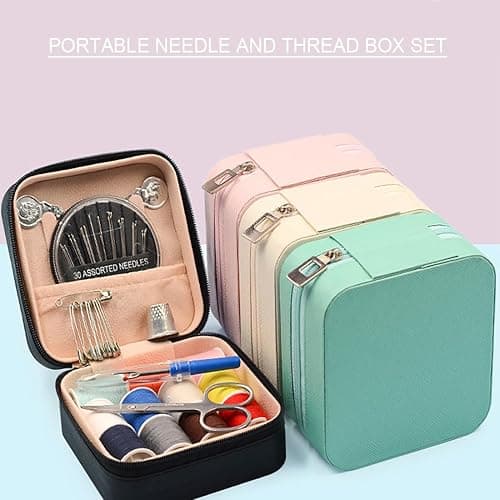 FAILOO mini Sewing Kit with Case, Sewing Supplies for Home Travel and Emergency, Mending Clothes, Includes Thread Spools, Needles, Scissors, Thimble Sewing Interest Home Sewing (11- Color - Pink) thumbnail 5