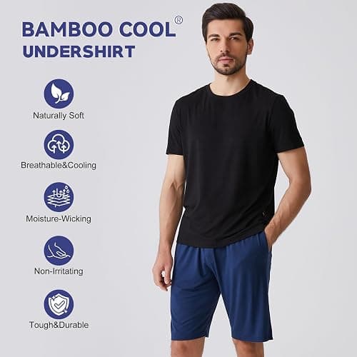 BAMBOO COOL Men's Undershirt Moisture-Wicking T-Shirts Stretch Crewneck Soft Tees for Men,3 Pack thumbnail 4