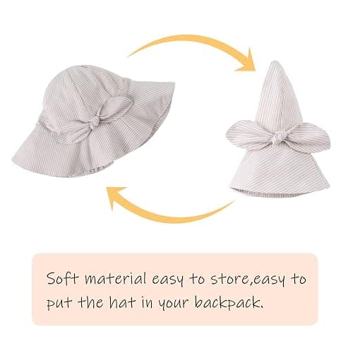 Zsedrut Baby Girl Sun Hats Wide Brim Toddler Floppy Bucket Hat Sun Protection Cap Spring Summer Beach Hat 0-4Years thumbnail 6