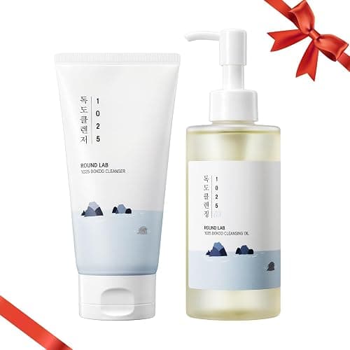 ROUND LAB Dokdo 2-Step Pore Purifying Cleanser Duo for Facial Cleansing, 1025 Dokdo Cleansing Oil and Cleanser, Makeup Blackhead Remover for Sensitive Skin, Easy to Wash, Korean Skin Care - Image 1