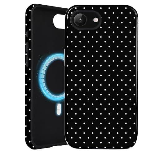 Amzfield for iPhone 16e Case Compatible with Magsafe Cute Polka Dot Aesthetic Magnetic Design Women Girls Fall Chic Girly Pretty Dual Layer Hybrid Protection Elegant Case for iPhone 16 e, Black thumbnail 7