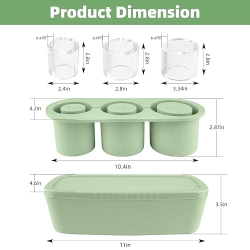 Fu Store Ice Cube Tray for Stanley Cup 30-40 oz Tumbler 3pcs Silicone Ice Cube Molds With Lid and Bin for Chilling Cocktails Whiskey Drinks Juice Coffee Easy Fill and Release Ice Maker thumbnail 2