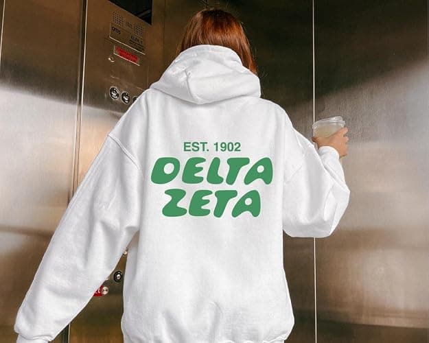 greekify Delta Zeta Bubble Font Sorority Hoodie | Dee Zee Trendy Sweatshirt | Big Little Gift | Recruitment Gift thumbnail 5