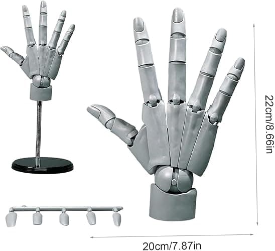 Hand Model, 1:1 Flexible Left And Right Hand Model, Flexible Artist Hand Model, Movable Finger Joints, Home Desk Decoration, Display, Sketching, Drawing, Painting (white, Right Hand)(White,Right hand) thumbnail 5
