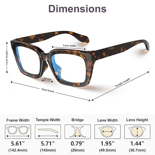 VISOONE Chunky Square Blue Light Blocking Glasses with Anti Computer Glare for Working Women Men MONTANA thumbnail 9
