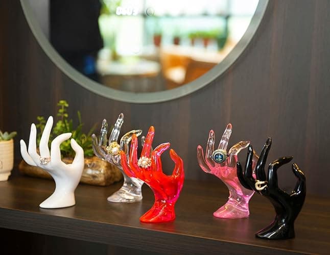 HOMEGOAL Ring Holder, Pink Room Decor, Hand Jewelry Display Holder, Danish Pastel Room Decor, Preppy Decor, Mannequin Hand, Polyresin, 7 Inch (Pink) thumbnail 9