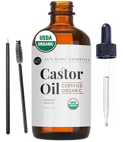Kate Blanc Cosmetics Castor Oil Organic for Hair, Lashes, Face (2oz), 100% Pure, Cold Pressed, Hexane Free. Eyelash Serum for Thicker-Looking Eyelashes & Eyebrows - Image 1