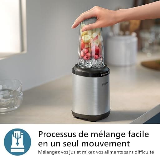 Philips Blender 5000 Series - Puissance 800W, Technologie ProBlend Plus, Lames détachables, Nettoyage facile, Design compact et élégant, Grand récipient, Noir (HR2764/00) thumbnail 5