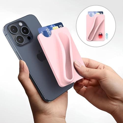 DOB SECHS Silicone Lip Holder with Card Holder Compatible with Lipstick Lip Glaze Phone Case Back Stick On Holder for iPhone and Android Smartphones （Pink, Small） thumbnail 4