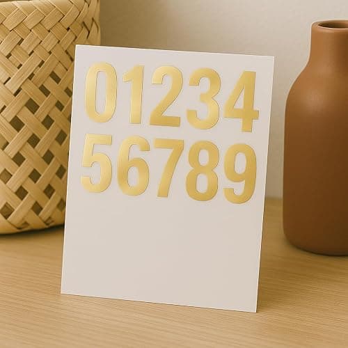 10 Sheets 1.5 Inch Gold Vinyl Number Stickers 0-9, Self Adhesive Waterproof Numbers for DIY Crafts, Home Décor, Mailbox, Signs, Bottles, Classroom, Scrapbooks, Labeling Projects（Gold ） thumbnail 2
