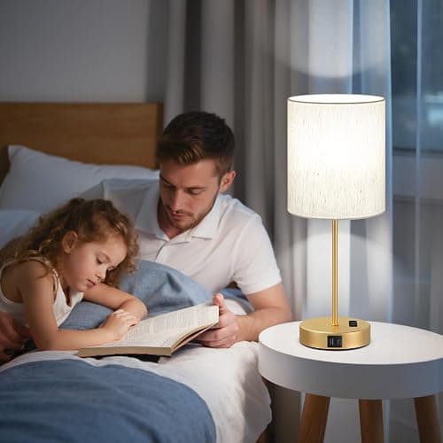 Gold Touch Lamps for Nightstand Set of 2 - Bedside Table Lamp for Bedroom with Dual USB Ports & AC Outlet, 3-Way Dimmable Lamps for Living Room Boys Room, Night Light with 5000K Daylight Bulbs thumbnail 6