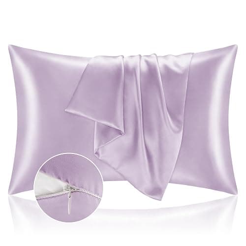 BEDELITE Satin Pillowcase with Zipper 2 Pack, Lavender Pillow Cases Standard Size, Super Soft and Cooling Similar to Silk Pillow Cases, Gift for Women Men(20x26 Inches) - Image 1