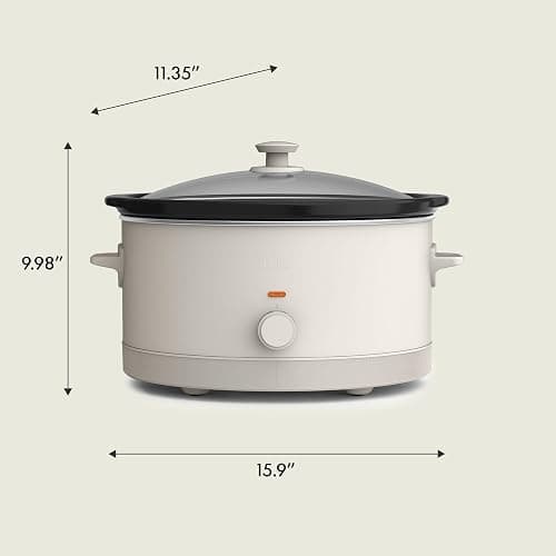 bella 6.0 Qt Manual Slow Cooker, Ceramic Nonstick Coating, 3 Temperature Settings, Dishwasher Safe Stoneware Pot and Tempered Glass Lid, Cool Touch Handles & Tangle Free Cord Wrap, Oatmilk thumbnail 2