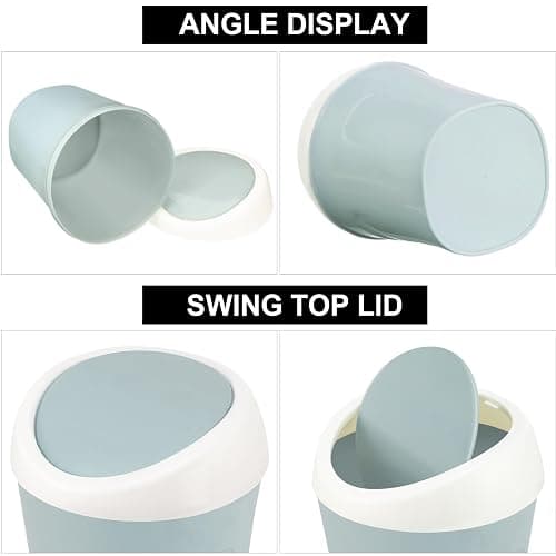 Zhehao 8 Pcs Plastic Mini Wastebasket Trash Can with Swing Lid 360 Trash Bags Desktop Small Garbage Bin Countertop Vanity Tabletop Waste Paper Basket for Home Office (Blue,Green,Pink) thumbnail 2