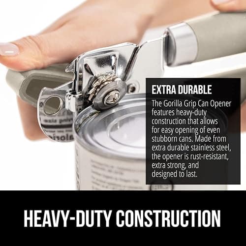 GORILLA GRIP Heavy Duty Stainless Steel Smooth Edge Manual Can Opener and Bottle Openers, Soft Comfortable Handle, Oversized Handheld Turn Knob, US Designed Multifunctional Kitchen Tool, Almond thumbnail 4