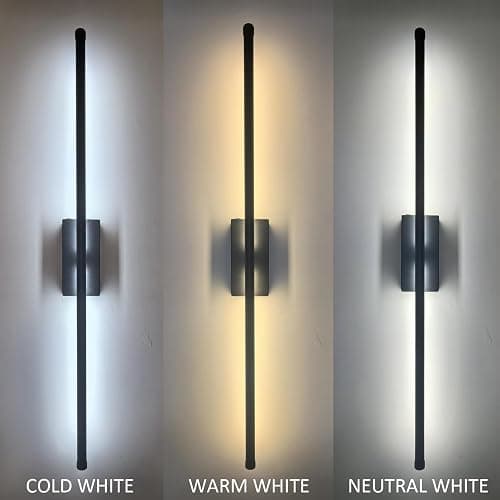 Easy Install Peel and Stick on Battery Operated Wall Sconces Set of 2 Rechargeable, Magnetic Linear Wall Sconce Wireless Long Picture Vanity Wall Light for Living Room Bedroom (2 Pack, 28.3'', Black) thumbnail 7