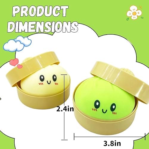 2 Pcs Dumpling Squishy, Mystery Squishy Dumpling Box, Fidget Toys Adults & Teens & Kids, Stocking Stuffers, Sensory Stress Squeeze Toys for Stress Relief (WhiteYellow) thumbnail 3