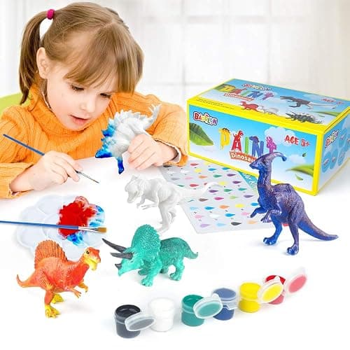 BAODLON Kids Arts Crafts Set Dinosaur Toy Painting Kit - 10 Dinosaur Figurines, Decorate Your Dinosaurs, Create a Dino World Painting Toys Gifts for 5, 6, 7, 8 Year Old Boys Kids Girls Toddlers thumbnail 2