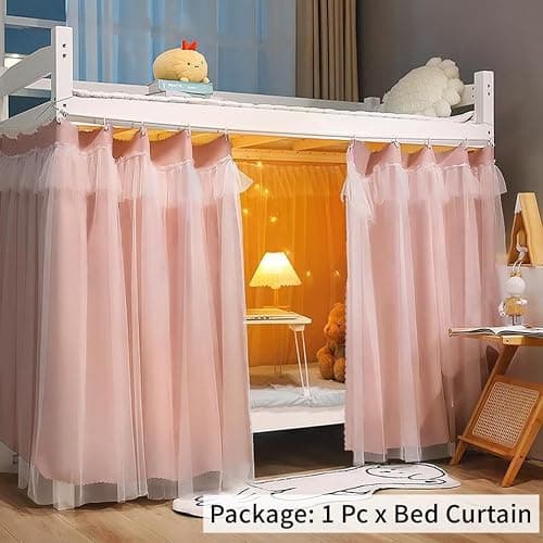 Dorm Home Bunk Bed Curtain Cloth Solid Thicken Bed Canopy Students Privacy Bed Shading Curtain Tent Lightproof Breathable Blackout Bedding Canopy Spread Curtain Bed Tent Drape for Dorm College Home thumbnail 5