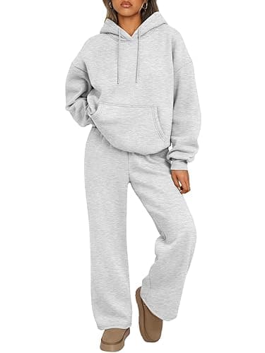 Trendy Queen Womens 2 Piece Outfits Fall Fashion Sweatsuits Oversized Hoodies Wide Leg Sweatpants Lounge Matching Track Sets
