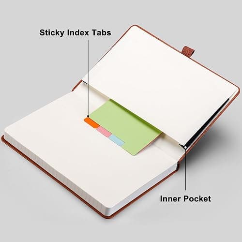 RETTACY Lined Journal Notebook, 192 Numbered Pages, A5 Medium Size (5.7'' x 8.3''), for Men & Women, Journaling, Writing, Work & Office, Leather Hardcover, 100 GSM Thick Paper (Brown) thumbnail 8