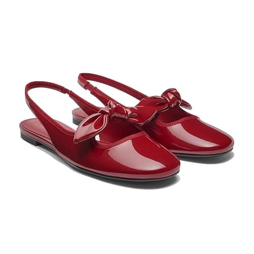 Feathos Women's Bow Ballet Flats Open Back Low Heel Dress Casual Shoes for Daily Outings and Outfits - Image 1