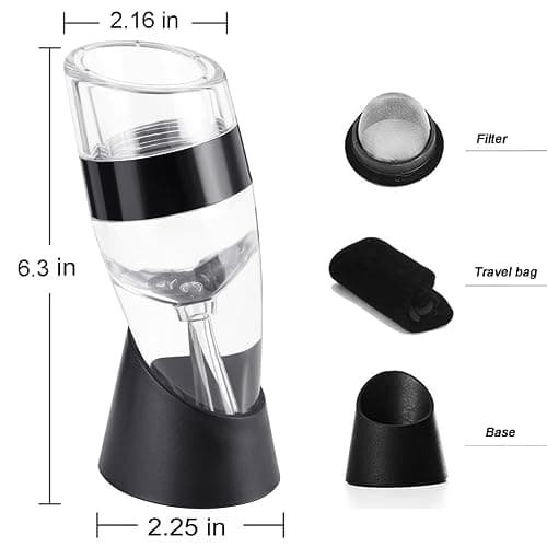 D&Slifei Wine Aerator Pourer and Decanter with Unique Aeration Device Quickly Enhances Wine Flavors with Smoother Finish,Best Gifts for Wine Lovers and Sommeliers (Black) thumbnail 3