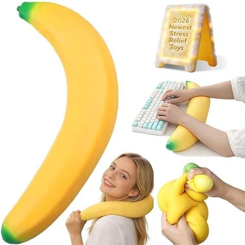 18In Banana Squishy, Jumbo Squishy Banana Giant Big Realistic Bananas Moldable Soft Squishys Slow Rising Stress Ball for Anxiety Stress Party Favor for Adults (18IN Banana) - Image 1