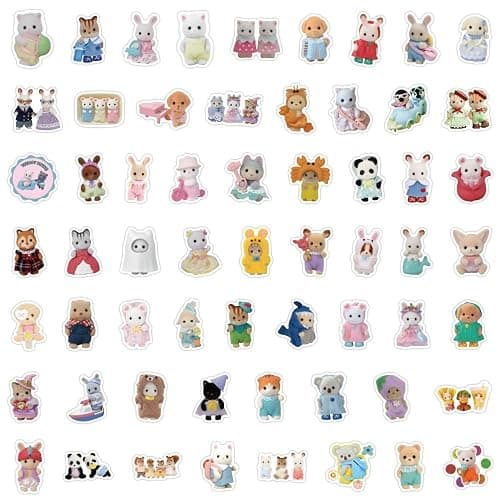 120-Piece Forest Animal Family Stickers - Waterproof Vinyl Decals for Laptop Luggage Water Bottle - Miniature Style Collectible Gift for Adults, Cute Cartoon Room Decor Art thumbnail 5