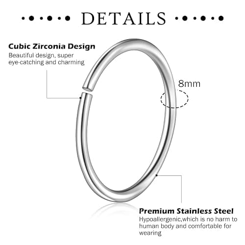 ONESING 32-55 Pcs 20G Nose Rings Hoops & Studs - L Shape, CZ, Stainless Steel Body Piercing Jewelry thumbnail 4