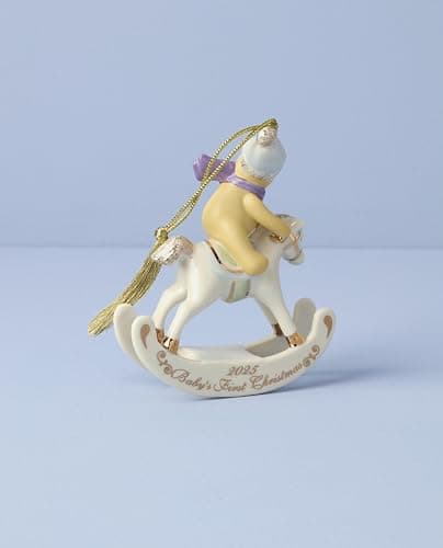 Lenox Ornament, 2025 Winnie The Pooh Babys 1st Christmas Ornament, Porcelain with Gold Accents and Hanging Cord for Tree Decoration, Christmas Decorations, Winter Ornaments, Winter Decor (1 Piece) thumbnail 3