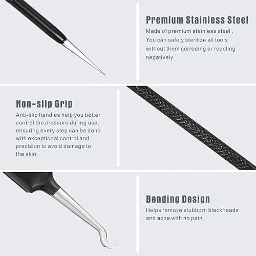 Blackhead Remover Pimple Popper Tool Kit - (6 Piece Kit) - Professional Stainless Pimples Comedone Extractor Removal Tool thumbnail 4