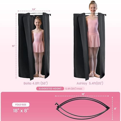 Fanwoli 23" Dance Bag with Rack, Dressing Room, Rolling Competition Duffel | Shine-Bright Collection, 360 Privacy Curtain, TPU-Coated Glitter Fabric, Dual Support System, 10-Costume Capacity thumbnail 8