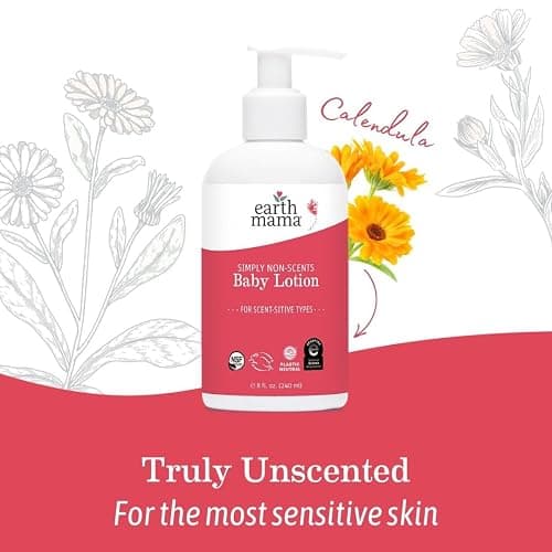 Earth Mama Simply Non-Scents Baby Lotion for Dry Skin - Calendula Cream for Newborn Skin Care - 8 oz - Fragrance Free - Infant Essentials thumbnail 7