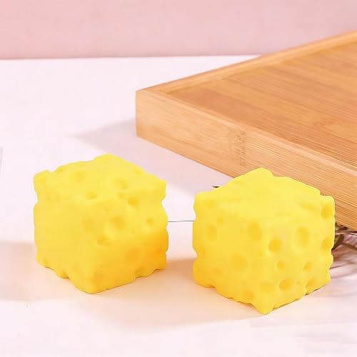 Cheese Squish, 2PCS Cheese Stress Balls Squish Toys, Calming Relaxation StressRelief Cube Slow-Rebound Squishys Cute Toy Soft Foam Toy For Men Women,5x5cm thumbnail 7