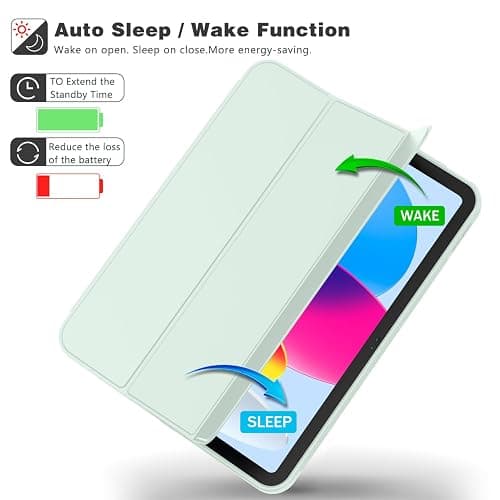 iMieet iPad (A16) Case 11th Gen/iPad 10th Generation Case [11-Inch 2025/10.9 Inch 2022] with Pencil Holder, Trifold Stand Smart Cover with Soft TPU Back,Auto Wake/Sleep(Light Green) thumbnail 4