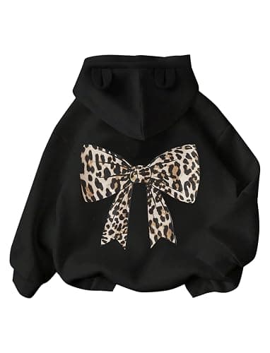 PATPAT Girls Graphic Hoodies Cute Print Pullover Hooded Sweatshirt 4-14Y | Long Sleeve, Cat Ear Hood, Cotton Blend, Ribbed Cuffs Hem, Breathable, Casual/School/Outdoor, Y2K Preppy Fall Winter Outfits - Image 1